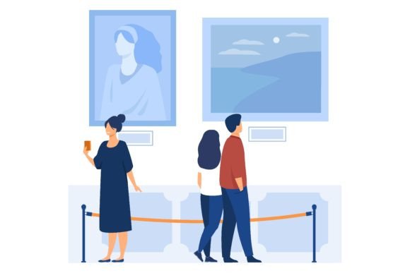 Download Museum Visitors Walking in Art Gallery. - Art Collection