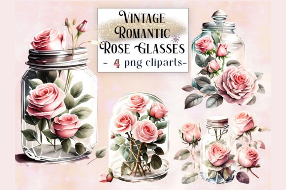 Download Vintage Romantic Rose Glasses Clipart - Art Collection