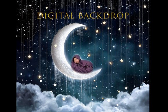 Download Digital Backdrop, Night Moon - Moon Collection