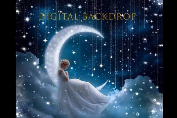 Download Digital Backdrop, Night Moon Background - Moon Collection