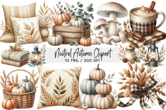 Download Watercolor Neutral Autumn Clipart Bundle - Art Collection