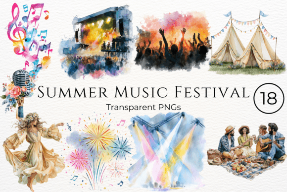 Download Summer Music Festival Watercolor Clipart - Art Collection