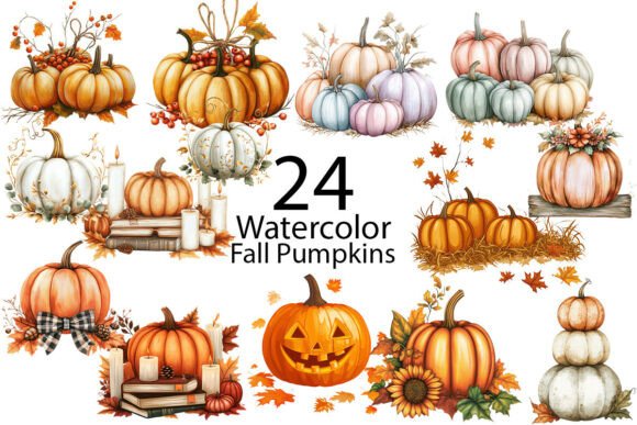 Download Fall Pumpkins Watercolor Clipart PNG - Art Collection