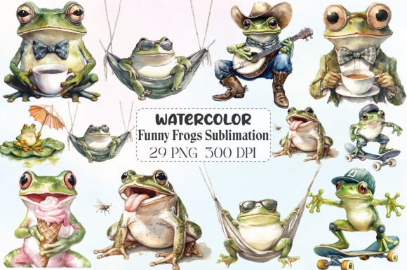 Download Funny Frogs Sublimation Clipart - Art Collection
