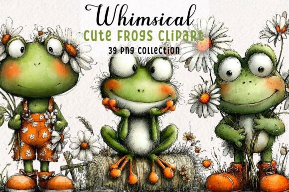Download Whimsical Frogs Clipart PNG Bundle - Art Collection