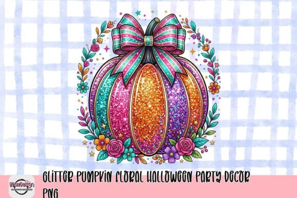 Download Glitter Pumpkin Floral Halloween Party Decor PNG - Art Collection