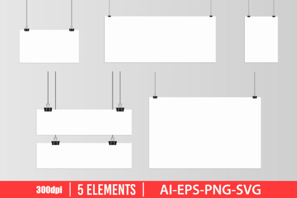 Download Hanging Poster Mockup Clipart Set - Art Collection