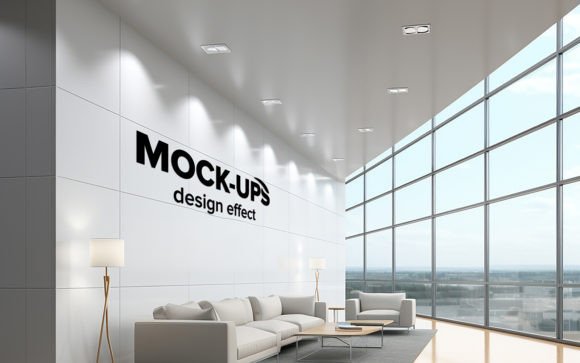 Download Office Waiting Room Wall Logo Mockup - Office Collection