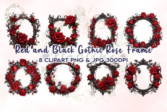 Download Red and Black Gothic Rose Frame Clipart - Art Collection