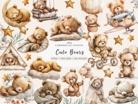 Download Teddy Bear Bundle, Boho Nursery Clipart, - Art Collection