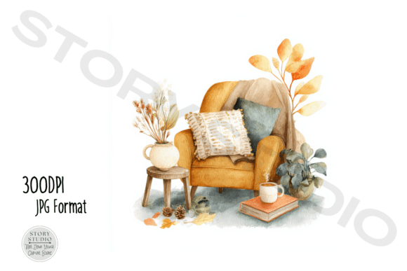 Download Cozy Armchair Fall Decor Clipart Bundle - Art Collection