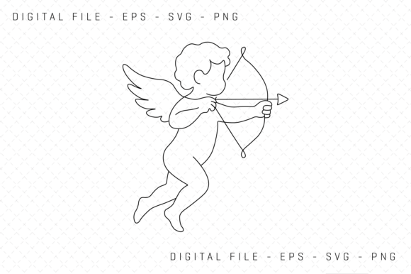 Download Cupid Character Shooting Arrow Line Art - Art Collection