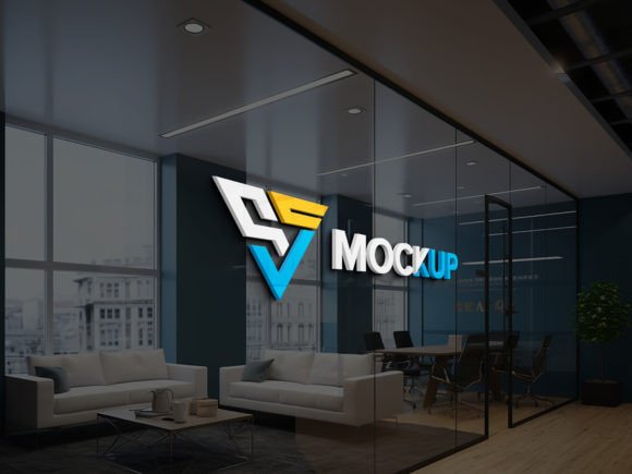 Download Glass Partition Office Wall Logo Mockup - Office Collection