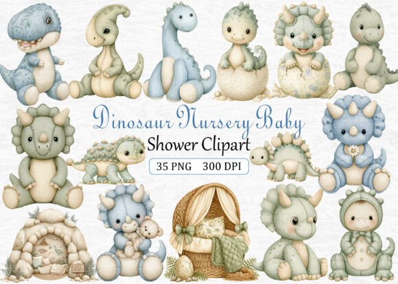 Download Dinosaur Nursery Baby Shower Clipart - Art Collection