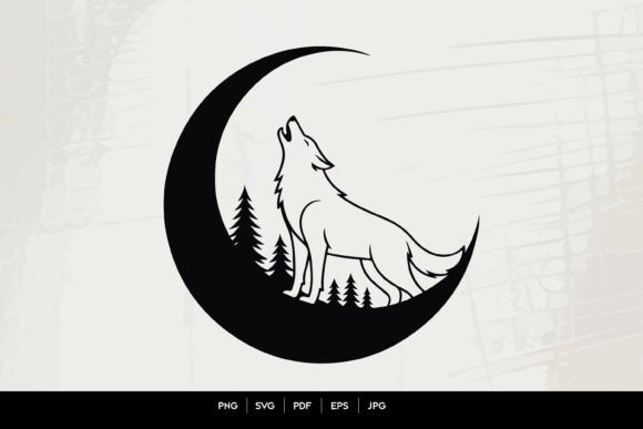 Download Howling Wolf Moon SVG - Moon Collection