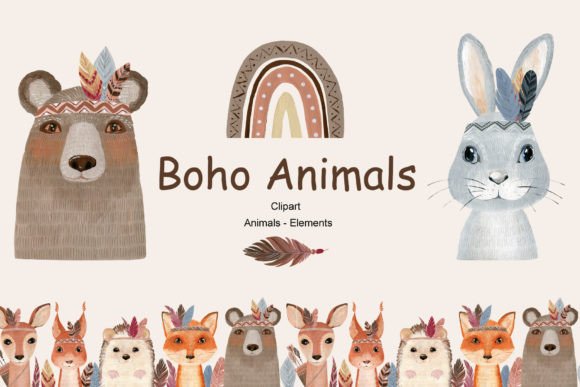 Download Boho Animals Clipart. - Art Collection