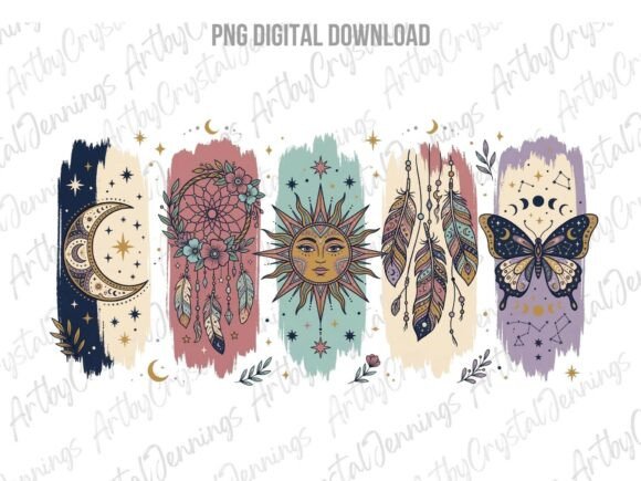 Download Boho Sun Moon Butterfly Dream Catcher - Moon Collection