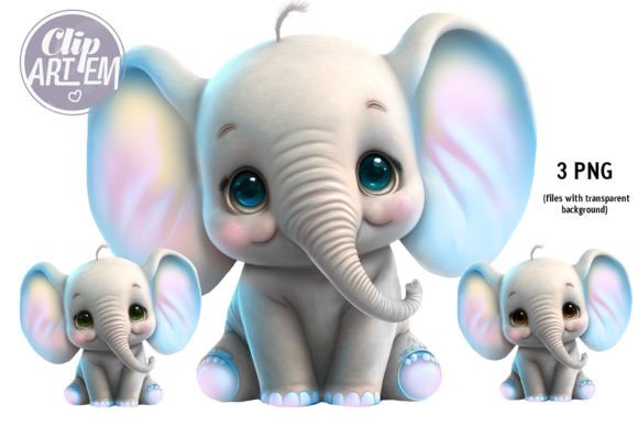 Download Unisex Baby Elephant Clip Art 3 PNGs - Art Collection