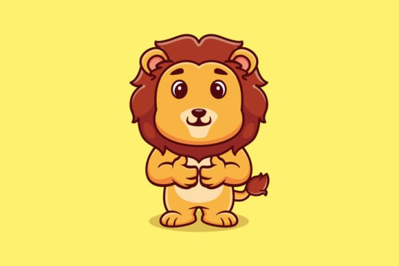 Download Cute Lion Standing Cartoon Vector Icon - Art Collection