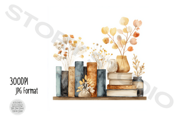 Download Autumn Book Shelf Fall Decor Clipart Set - Art Collection