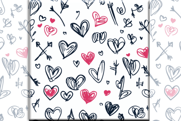 Download Seamless Hand Drawn Hearts Arrow Pattern - Art Collection