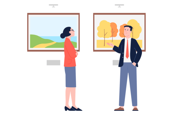 Download People in Art Museum. Gallery Exhibition - Art Collection