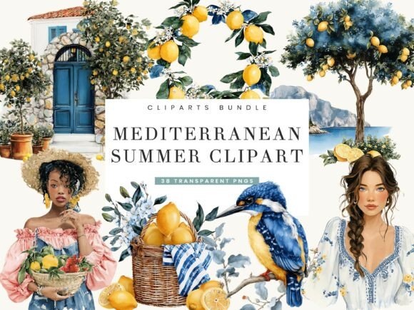 Download Mediterranean Summer Clipart Bundle - Art Collection