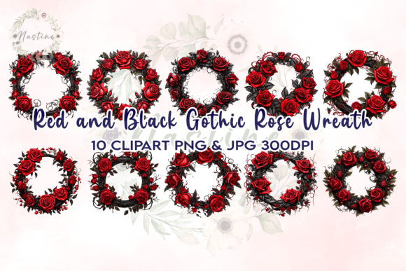 Download Red and Black Gothic Rose Wreath Clipart - Art Collection