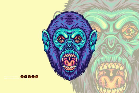 Download Mad Gorilla Head Jungle King Cartoon - Art Collection