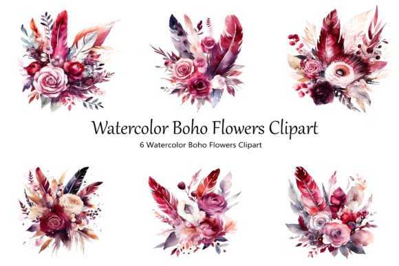 Download Watercolor Boho Flowers Clipart - Art Collection