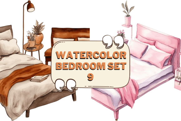 Download Watercolor Bedroom Furniture Clipart 09 - Art Collection