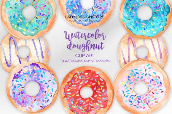 Download Watercolor Donuts Clipart - Art Collection