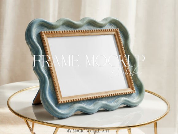 Download Blue Wavy Ceramic Frame Mockup Art Print - Art Collection