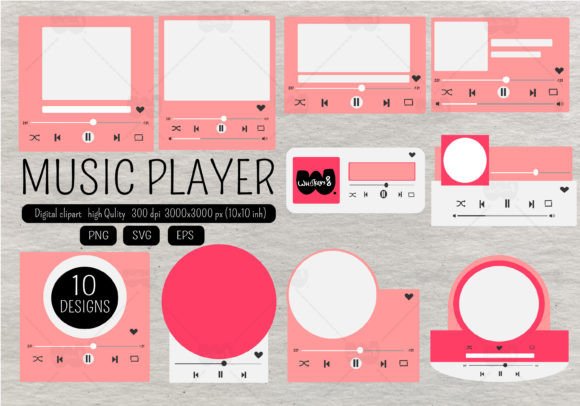 Download Music Player Display Clipart Set - Art Collection