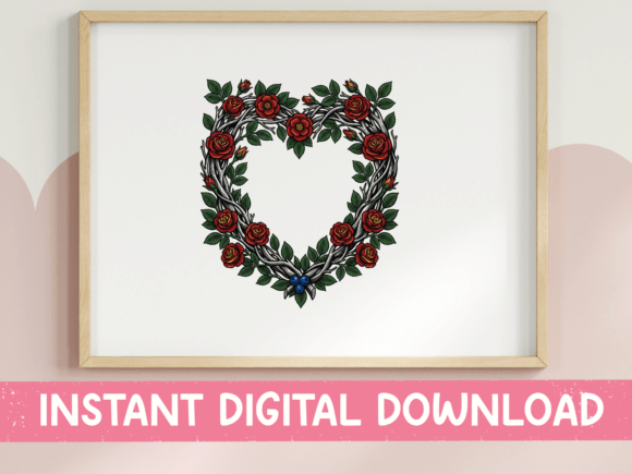 Download Red Rose Heart Wreath Gothic Art - Art Collection