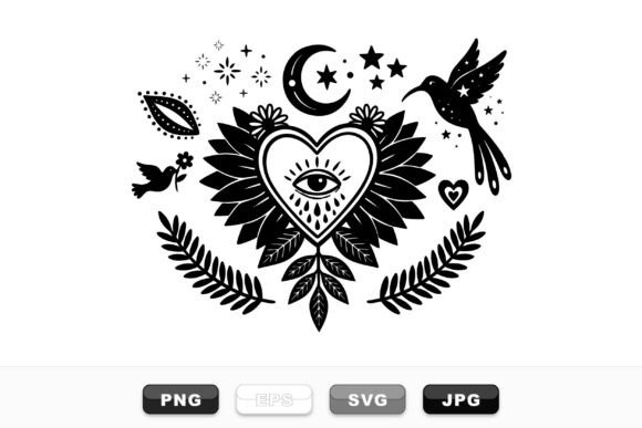 Download Mystic Heart Boho Clipart Set - Art Collection