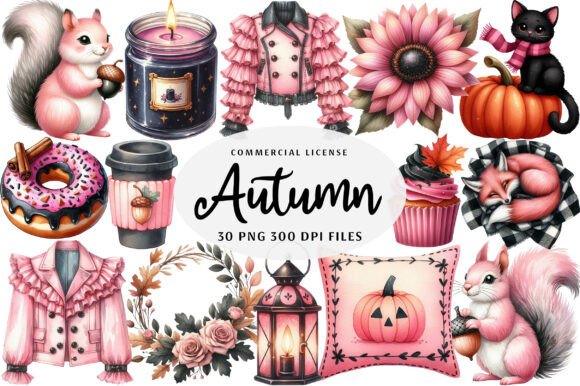 Download Pink and Black Autumn Clipart - Art Collection