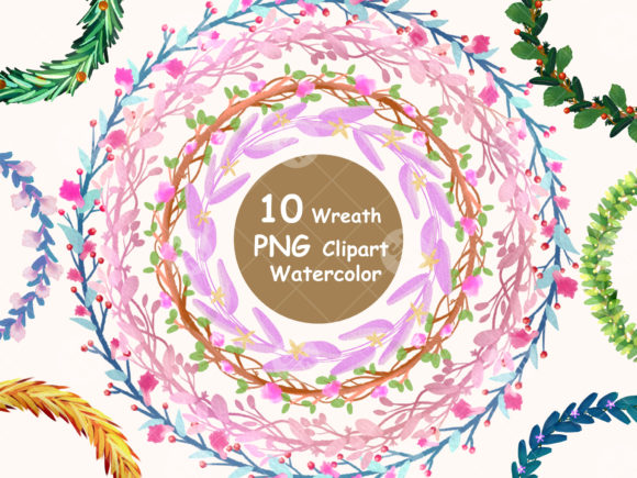 Download 10 Watercolor Wreath Clipart Bundle - Art Collection