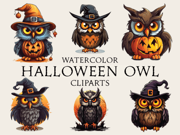 Download Watercolor Halloween Owl Cliparts - Art Collection