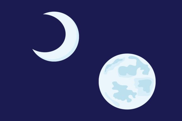 Download Full Moon and Half Moon Vector Flat Art - Moon Collection