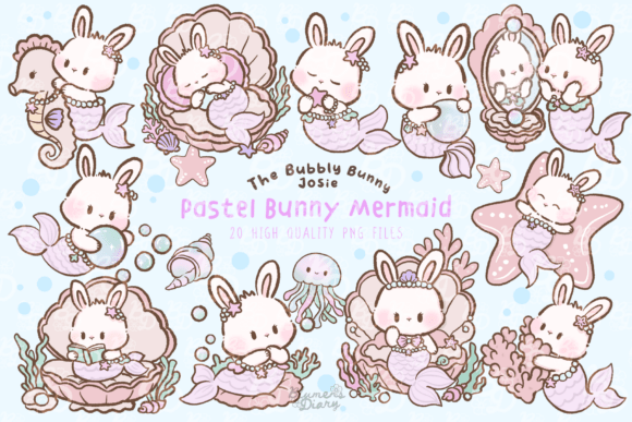 Download Kawaii Pastel Bunny Mermaid Clipart - Art Collection