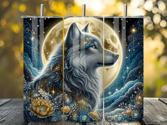 Download Majestic Wolf Full Moon Tumbler Wrap - Moon Collection