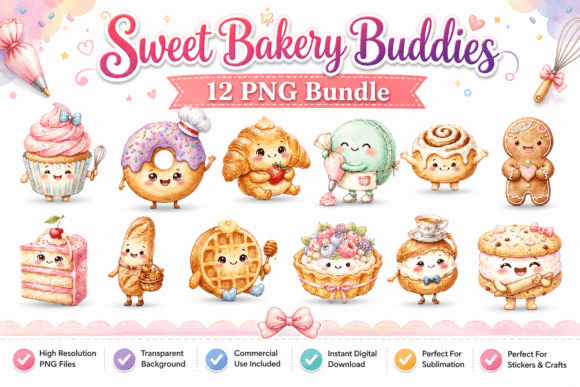 Download Sweet Bakery Buddies Clipart PNG Bundle - Art Collection