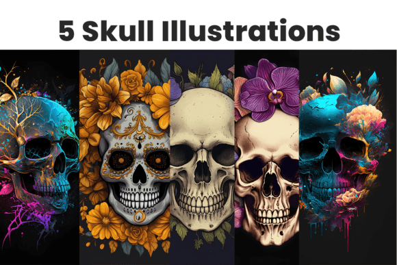 Download 5 AI-Generated Skull Art Illustrations - Art Collection