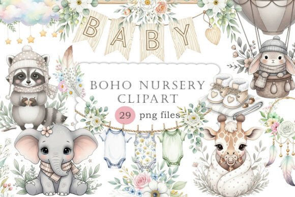 Download Baby Shower Clipart,Boho Nursery Clipart - Art Collection