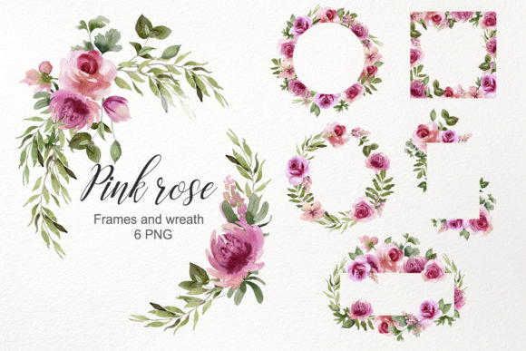 Download Watercolor Pink Rose Frame Clipart - Art Collection