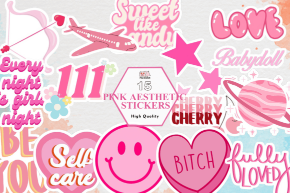 Download Pink Aesthetic Stickers Clipart PNG - Art Collection