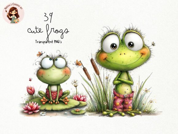 Download Cute Frogs Clipart PNG Bundle - Art Collection