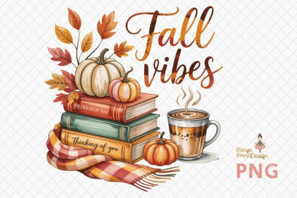 Download Fall Vibes Books &amp; Latte Clipart PNG - Art Collection