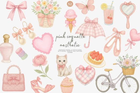 Download Pink Aesthetic Coquette Clipart Set - Art Collection